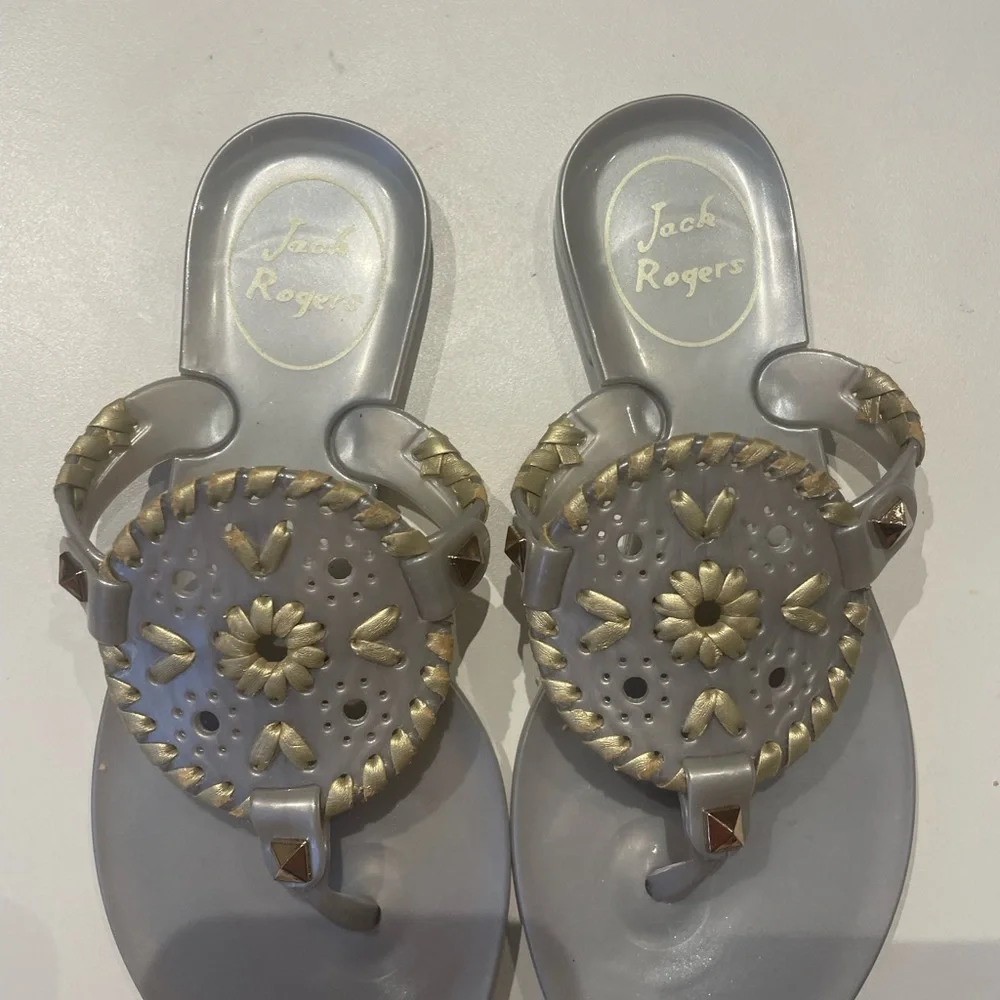Jack Rogers Silver and Gold Sandals for Effortless Elegance